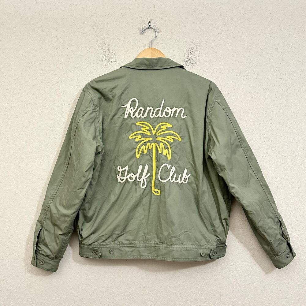 RANDOM GOLF CLUB Chainstitch Collection Jacket Sage Green Quilted Full Zip